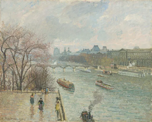 Pissarro wallpaper: The Louvre Afternoon Rainy Weather 1900